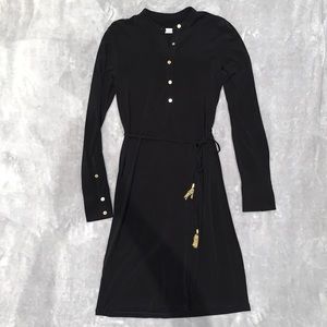 Calvin Klein Black Shirt Dress Tassel Belt